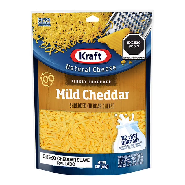 Shredded Mild Cheddar Cheese — 226g